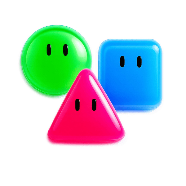 Glossy green, blue, and pink agent mascots for My Bot Farm